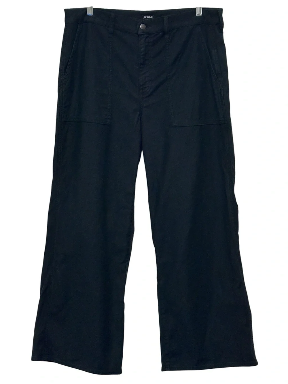 J. Crew Women's Camp-pocket wide-leg high-rise pant stretch Cotton black Size 31